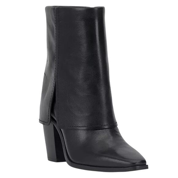 Vince Camuto Womens Alolison Foldover Mid-Calf Bootie 5.5 M Black Leather NWOB - Picture 1 of 11